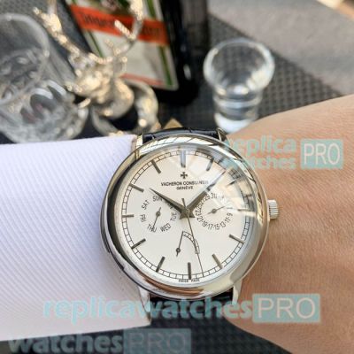Hot Sale Style Clone Vacheron Constaintin Patrimony White Dial Black Leather Strap Watch